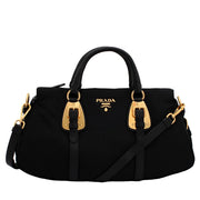Prada BN1903 Tessuto Nylon Top Handle Convertible Bag- Black