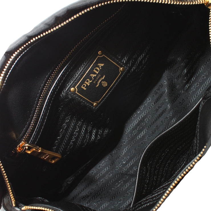 Prada BN1903 Tessuto Nylon Top Handle Convertible Bag- Black