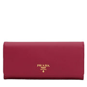 Prada 1MH132 Saffiano Leather Long Fold Wallet- Hibiscus