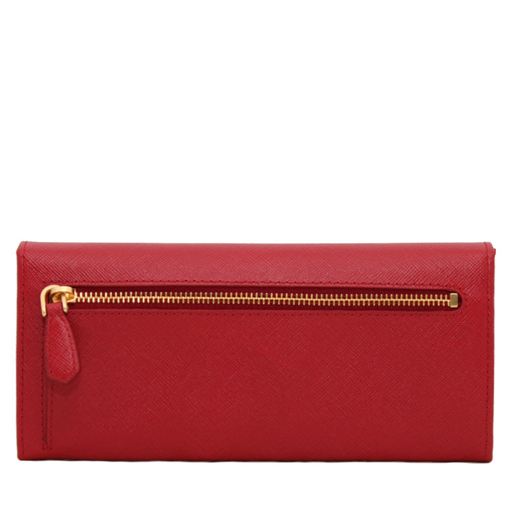 Prada 1MH132 Saffiano Leather Long Fold Wallet- Hibiscus