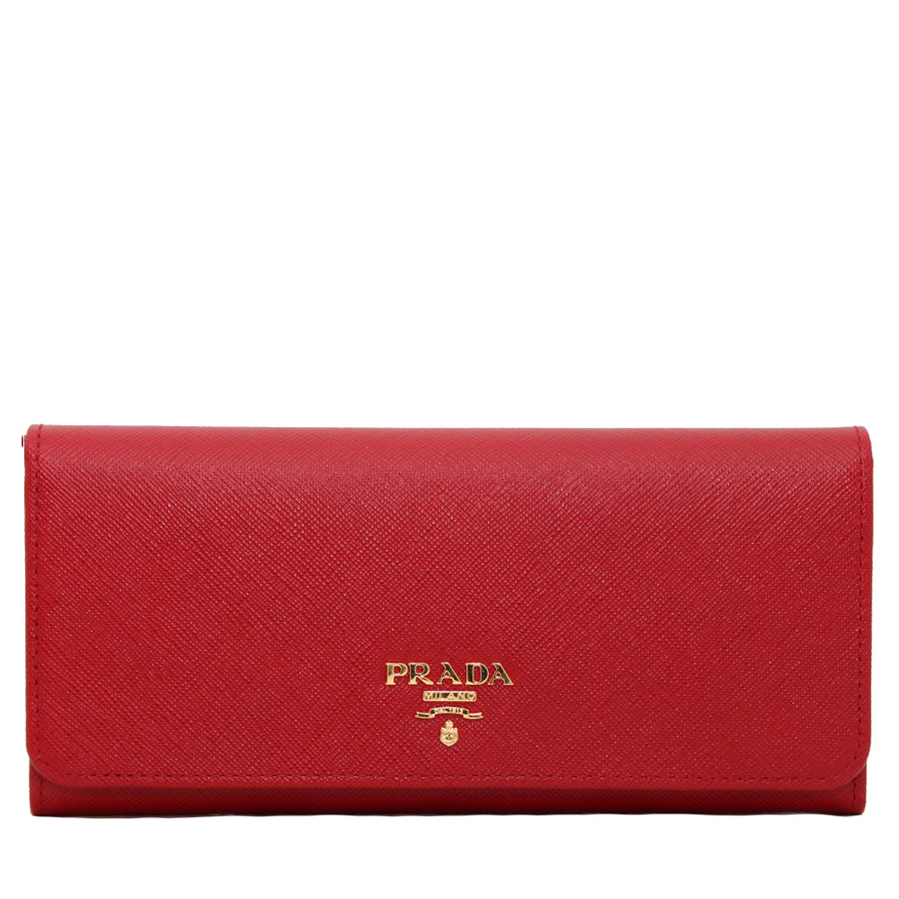 PRADA GHW Long Wallet Saffiano Leather Red 1M1188 | eBay