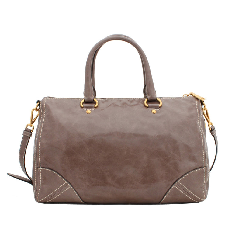 Prada Vitello Shine Leather Vintage Top Handle Convertible Bag