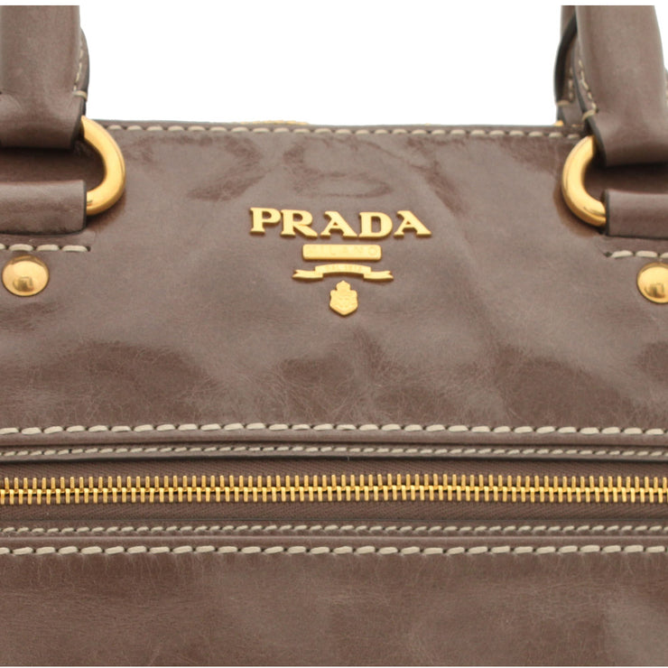 Prada Vitello Shine Leather Vintage Top Handle Convertible Bag
