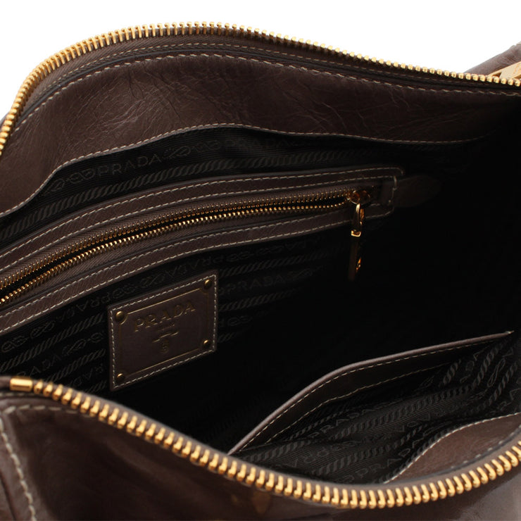 Prada Vitello Shine Leather Vintage Top Handle Convertible Bag
