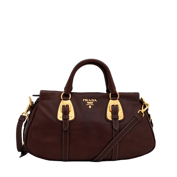 Prada Soft Calf Leather Convertible Top Handle Bag