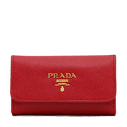 Prada Saffiano Leather Key Case- Fire