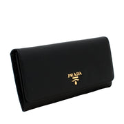 Prada 1M1132 Saffiano Leather Long Fold Wallet- Caramel