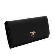 Prada 1MH132 Saffiano Leather Long Fold Wallet- Blue
