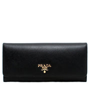 Prada 1M1132 Saffiano Leather Long Fold Wallet- Black