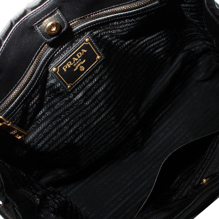 Prada BN1902 Tessuto Nylon Convertible Top Handle Long Tote Bag- Black