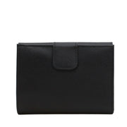 Prada 1M0523 Saffiano Leather French Wallet with Two Snap Closures- Black
