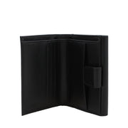 Prada 1M0523 Saffiano Leather French Wallet with Two Snap Closures- Black