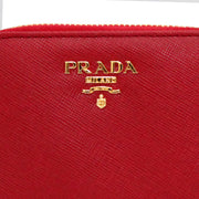 Prada Saffiano Leather Zip Around Coin Purse-Fire