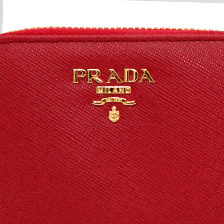Prada Saffiano Leather Zip Around Coin Purse-Fire