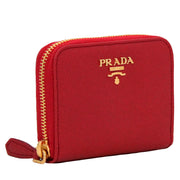Prada Saffiano Leather Zip Around Coin Purse-Fire