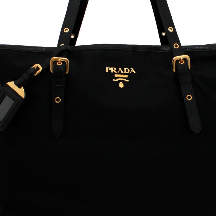 Prada BR4997 Nylon Shoulder Tote Bag with Leather Drawstring- Royal