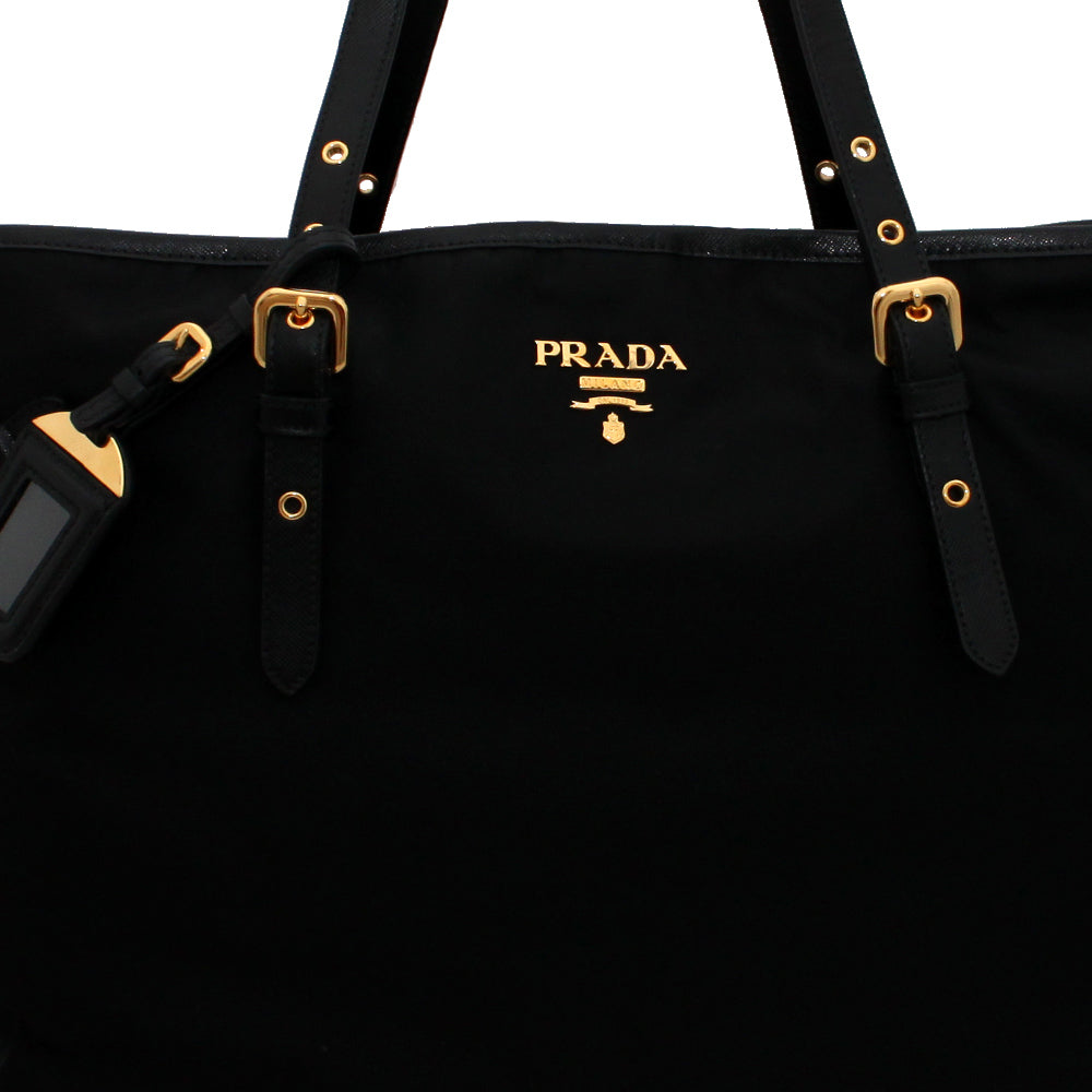 Prada 1BG997 Nylon Shoulder Tote Bag with Leather Drawstring