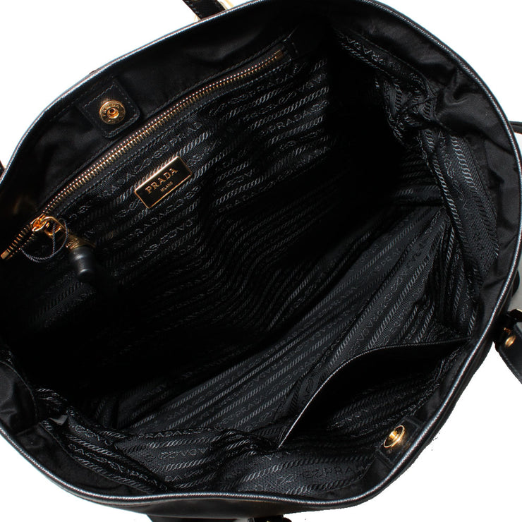 Prada 1BG997 Nylon Shoulder Tote Bag with Leather Drawstring –