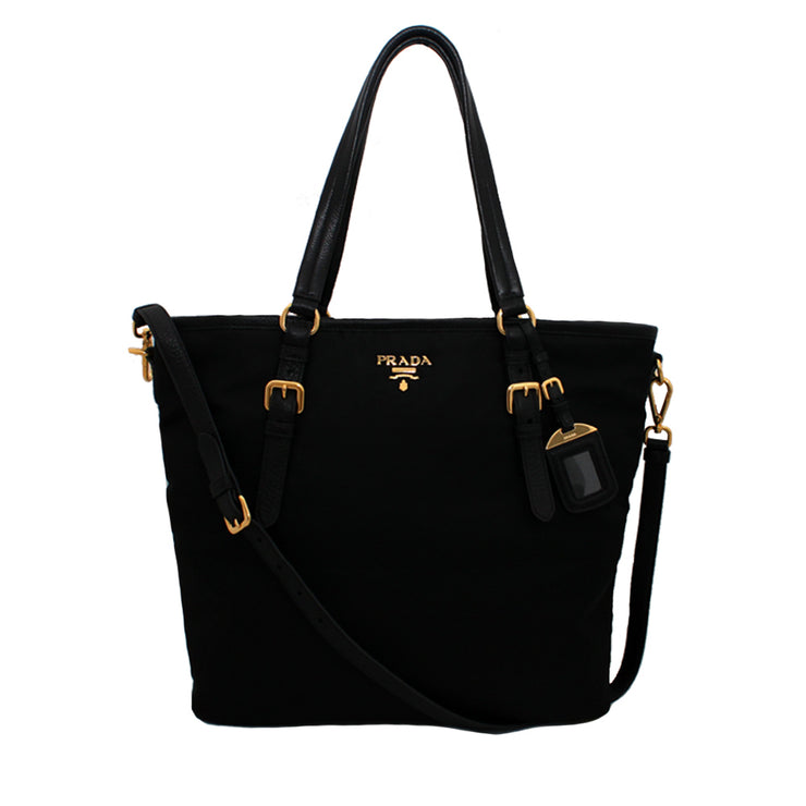 Prada Nylon Convertible Shoulder Tote Bag- Black