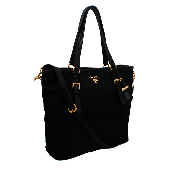 Prada Nylon Convertible Shoulder Tote Bag- Black