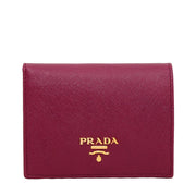 Prada Saffiano Leather Short Bi-fold Clasp Slim Wallet- Amethyst