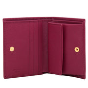 Prada 1MV204 Saffiano Leather Short Bi-fold Clasp Slim Wallet- Black
