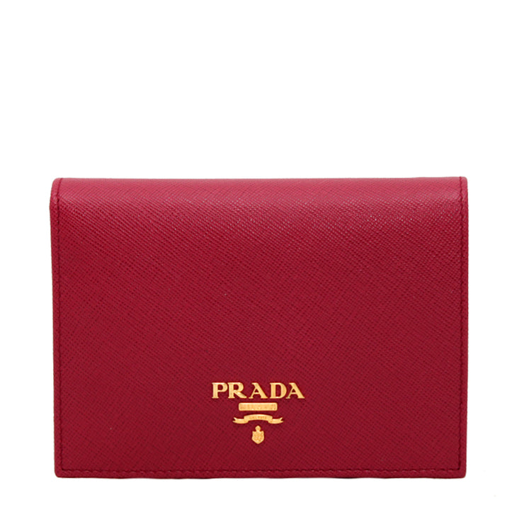 Prada Saffiano Leather French Wallet with Inner Flap- Hibiscus