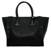 Prada Deerskin Leather Convertible Top Handle Tote Bag- Black