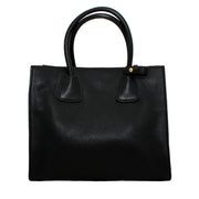 Prada Deerskin Leather Convertible Top Handle Tote Bag- Black