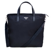 Prada BN2530 Tessuto Nylon Convertible Shopping Tote Bag- Blue