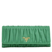 Prada Nappa Gauffre Leather Long Fold Wallet- Mint