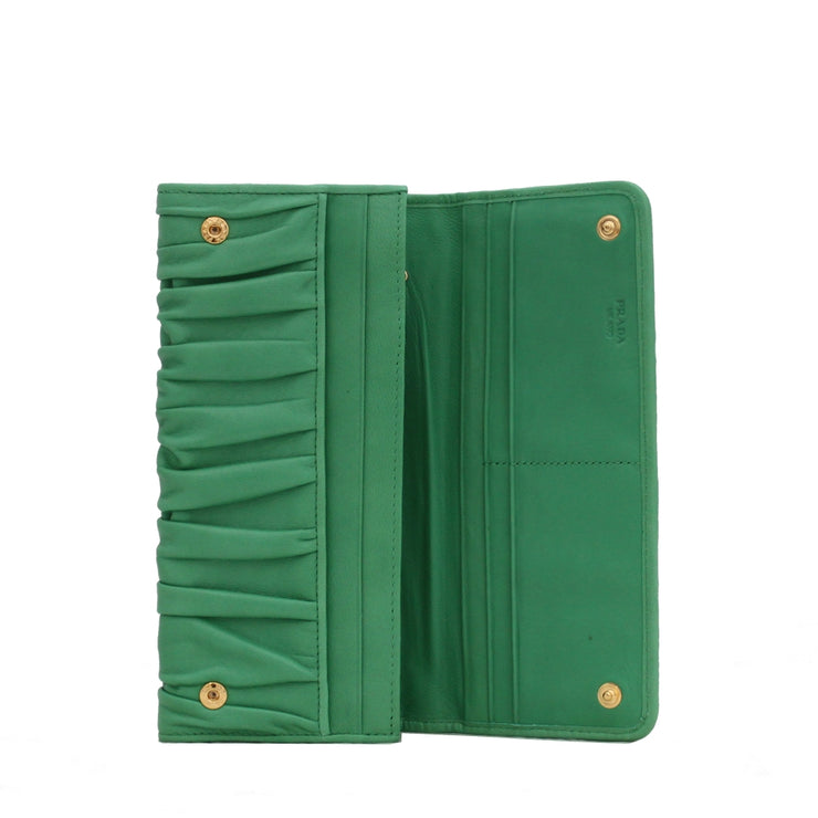 Prada Nappa Gauffre Leather Long Fold Wallet- Pink