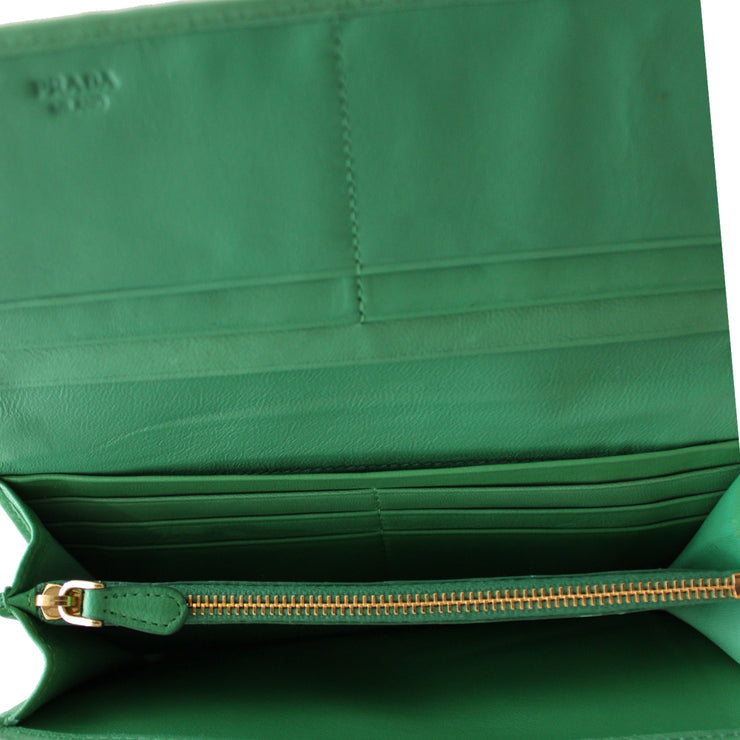 Prada Nappa Gauffre Leather Long Fold Wallet- Juta