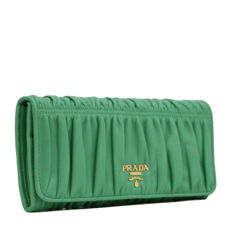 Prada Nappa Gauffre Leather Long Fold Wallet- Pink