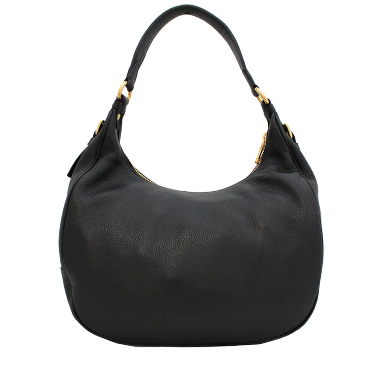 Prada B4311M Vitello Daino Leather Hobo Bag- Black