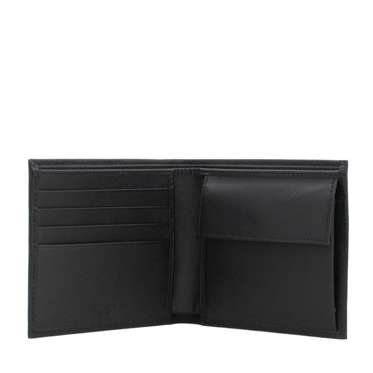 Prada 2M0738 Men Saffiano Leather Bifold Wallet with Coin Pouch