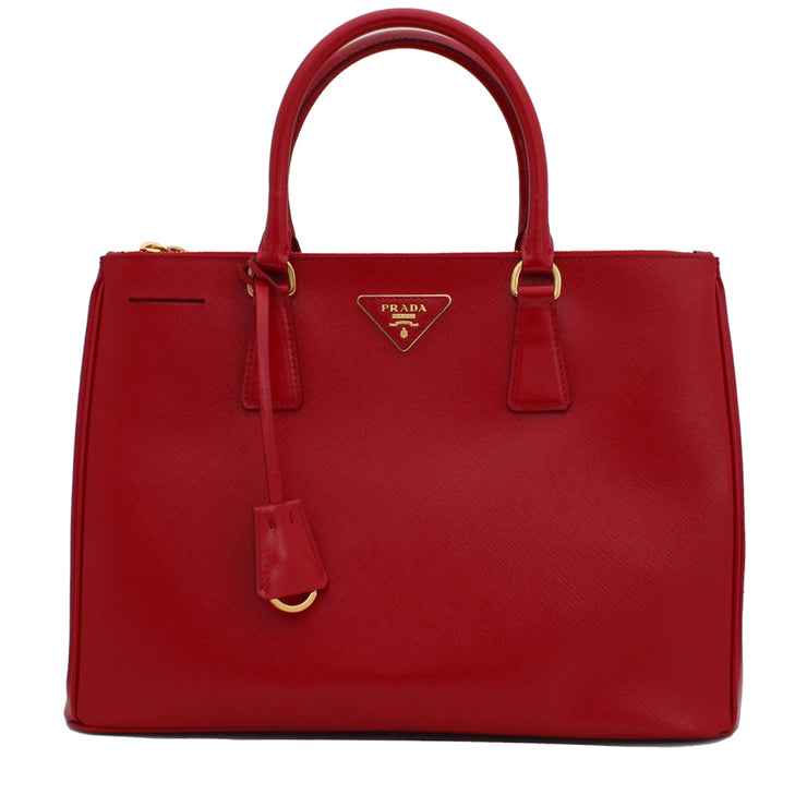 Prada Patent Saffiano Calf Leather Tote Bag- Red