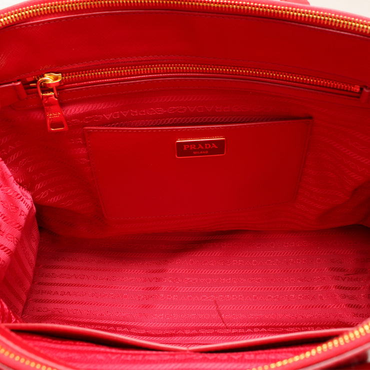 Prada Patent Saffiano Calf Leather Tote Bag- Red