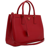 Prada Patent Saffiano Calf Leather Tote Bag- Red