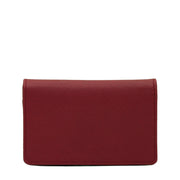 Prada 1M1122 Saffiano Leather Business Card Holder with Snap Closure- Hibiscus