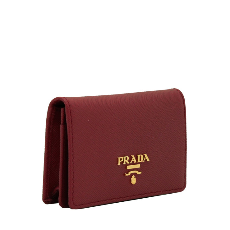Prada 1M1122 Saffiano Leather Business Card Holder with Snap Closure- Amethyst