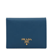 Prada 1M0204 Saffiano Leather Short Bi-fold Clasp Slim Wallet- Cobalt