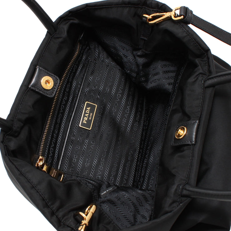 Prada BN2531 Tessuto Nylon Convertible Shopping Tote Bag- Black