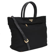 Prada BN2531 Tessuto Nylon Convertible Shopping Tote Bag- Black