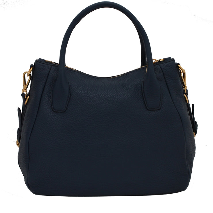 Prada BR4992 Vitello Daino Leather Convertible Bag- Blue