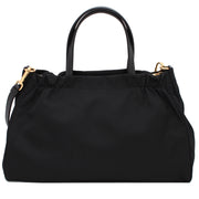 Prada B1843M Tessuto Nylon & Saffiano Leather Trim Top Zip Bag- Black