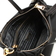 Prada B1843M Tessuto Nylon & Saffiano Leather Trim Top Zip Bag- Blue