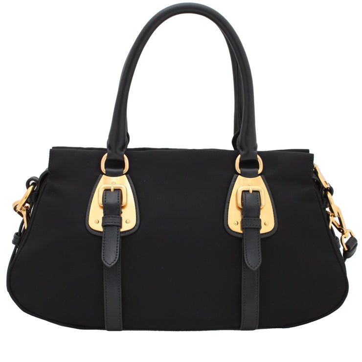 Prada BN2864 Tessuto Nylon Convertible Top Handle Bag- Black