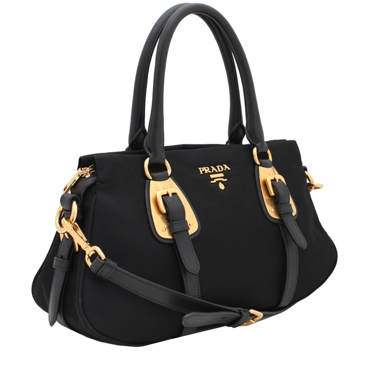 Prada BN2864 Tessuto Nylon Convertible Top Handle Bag- Black