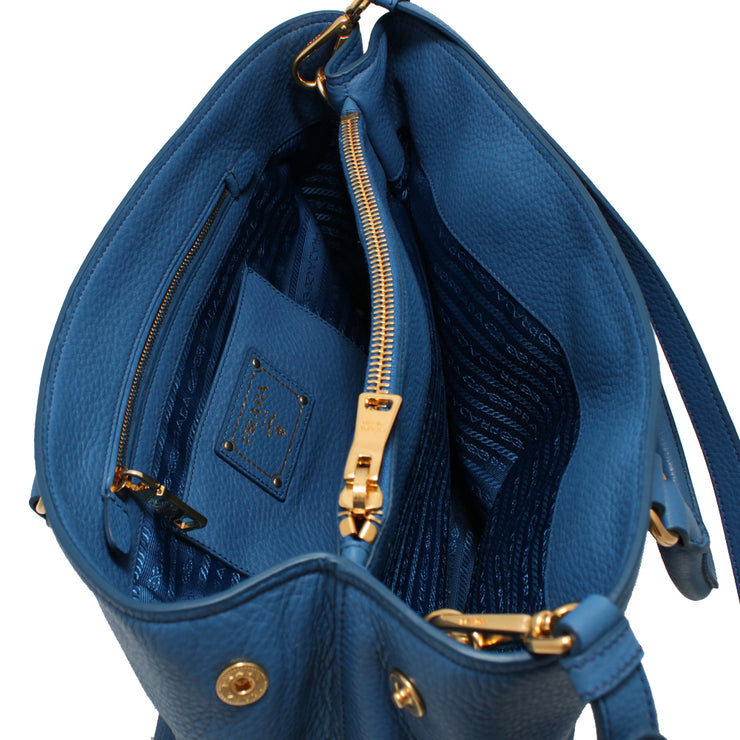 Prada BN2794 Vitello Daino Leather Convertible Shopping Tote Bag- Granato